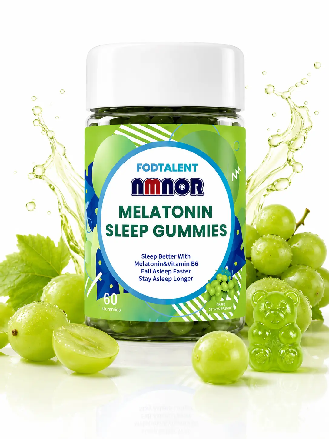 Melatonin Sleep Support Gummies - 6mg, Vitamin B6-Infused, Grape-Flavored, Bear-Shaped, 60-Count Edible Healthcare Dietary Supplement for Bedtime Routine