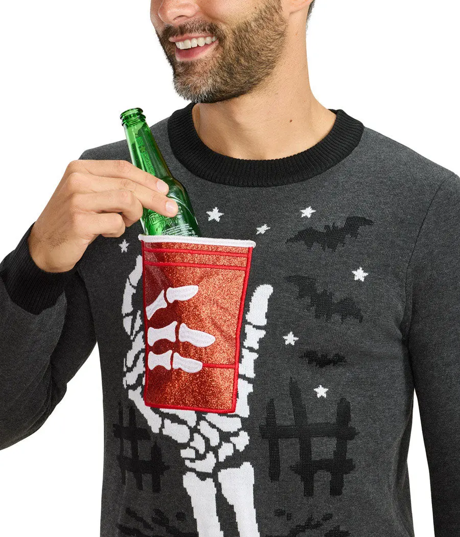 Men's Halloween Sweater - Menswear Knitwear, Spooky Halloween Graphic Men's Sweatshirts, Pocket Design Last Call Style, Tops, Long Sleeve, Spooky Men's Sweatshirts