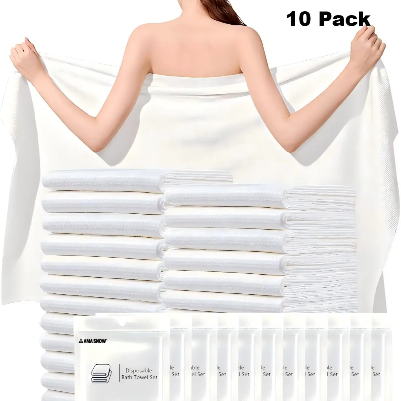 10-Pack Disposable Bath Towels