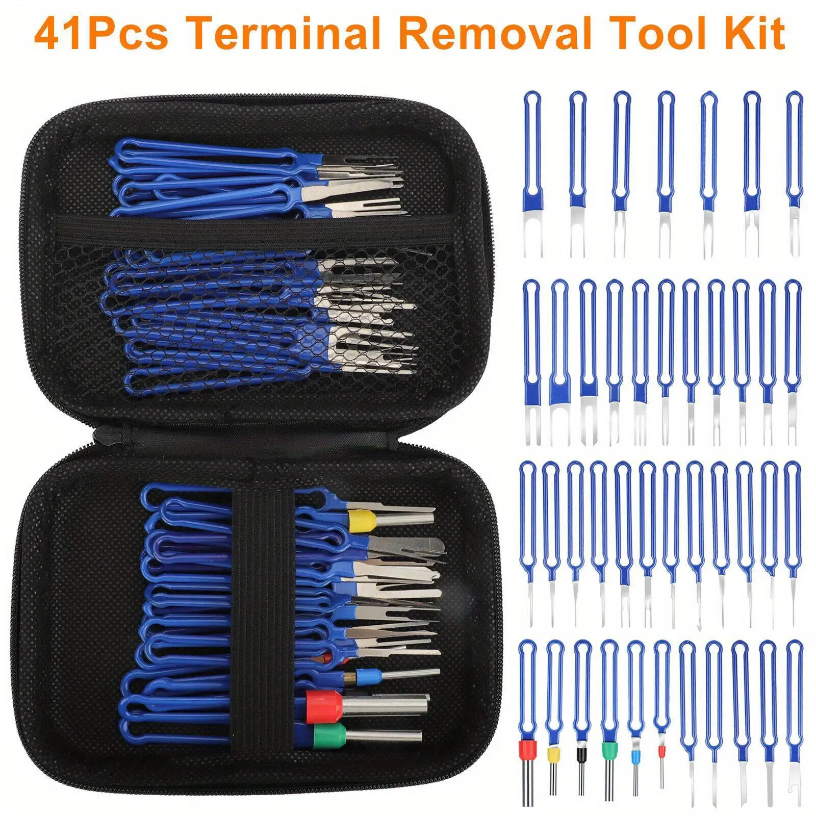 Car Terminal Removal Tool Kit, 41pcs/set Car Terminal Pin Extractor Tool, Terminal Removal Pick Tool Set with Storage Bag, Professional Car Repair Too