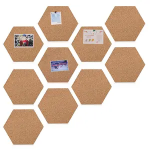Hexagon Cork Board, 10pcs/set Self-adhesive Cork Board, Decorative Bulletin Board for Office Home Kitchen with 40pcs Push Pins