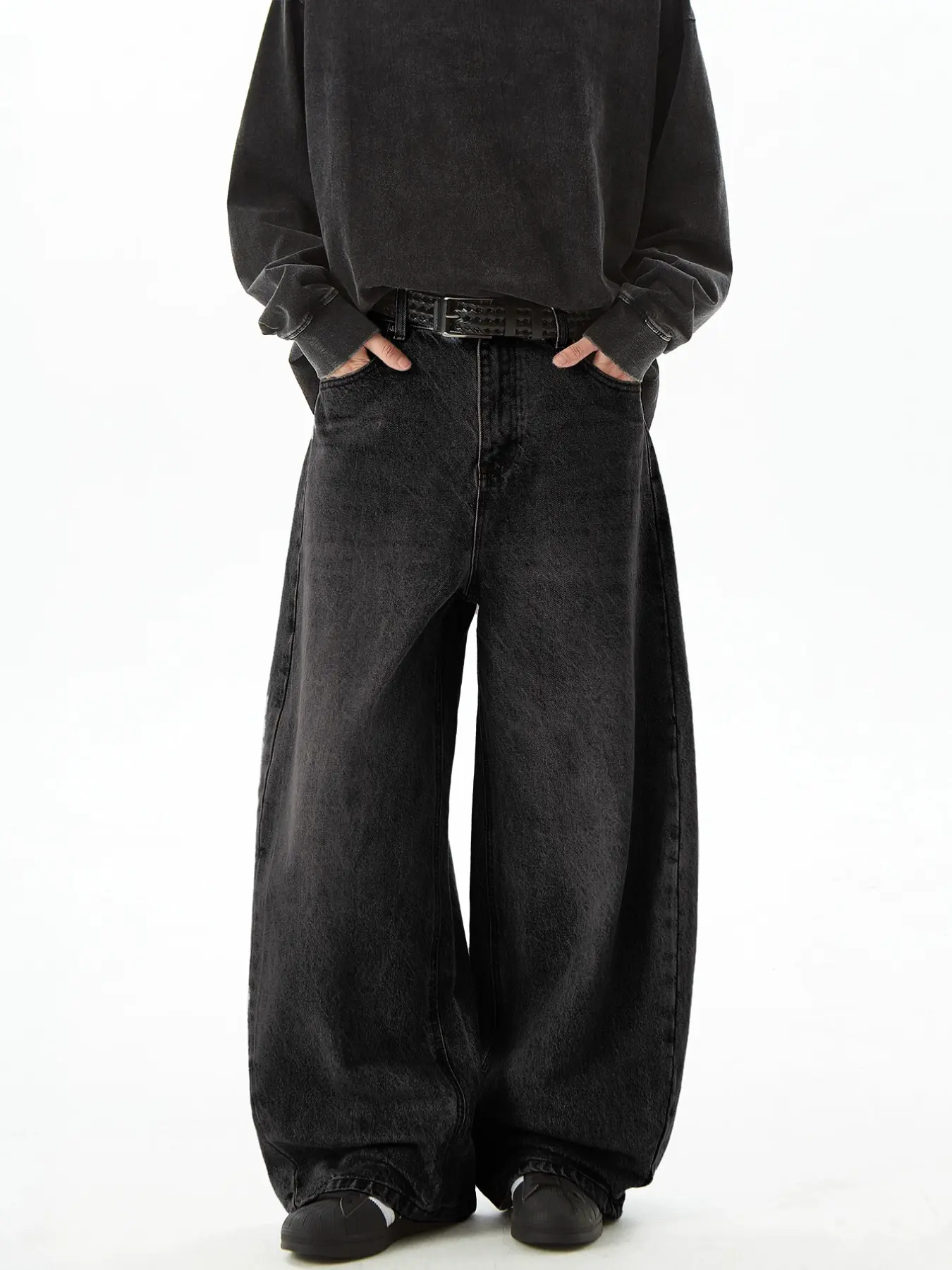Men's Washed Wide Leg Oversize Jeans, Y2K Retro Loose Straight Fit, Streetwear Hip Hop Casual, Multiple Sizes Available