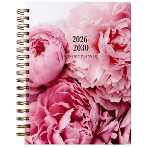 2026-2030 Monthly Planner/Calendar, Office Stationery Supplies, 5-Year Monthly Planner, Yearly Calendar Planning, Monthly Tabs, 60-Month Calendar, 5.5 x 8.3 inches, 71 Sheets/142 Pages Thick Paper, Elastic Cover, Durable Double-Wire Spiral Binding, La