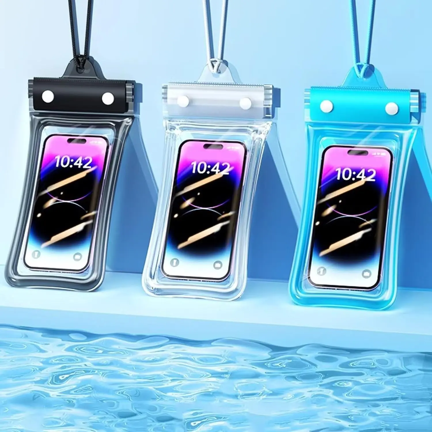 2-Pack Floating Waterproof Phone Pouch - IPX8 Touch Screen Clear Dry Bag for Beach, Pool & Cruise