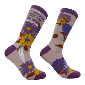 Women's My Favorite People Call Me Mom Socks Funny Cute Flowers Mothers Day Gift Footwear Funny Graphic Socks Comfortable Fitted Spandex Cotton
