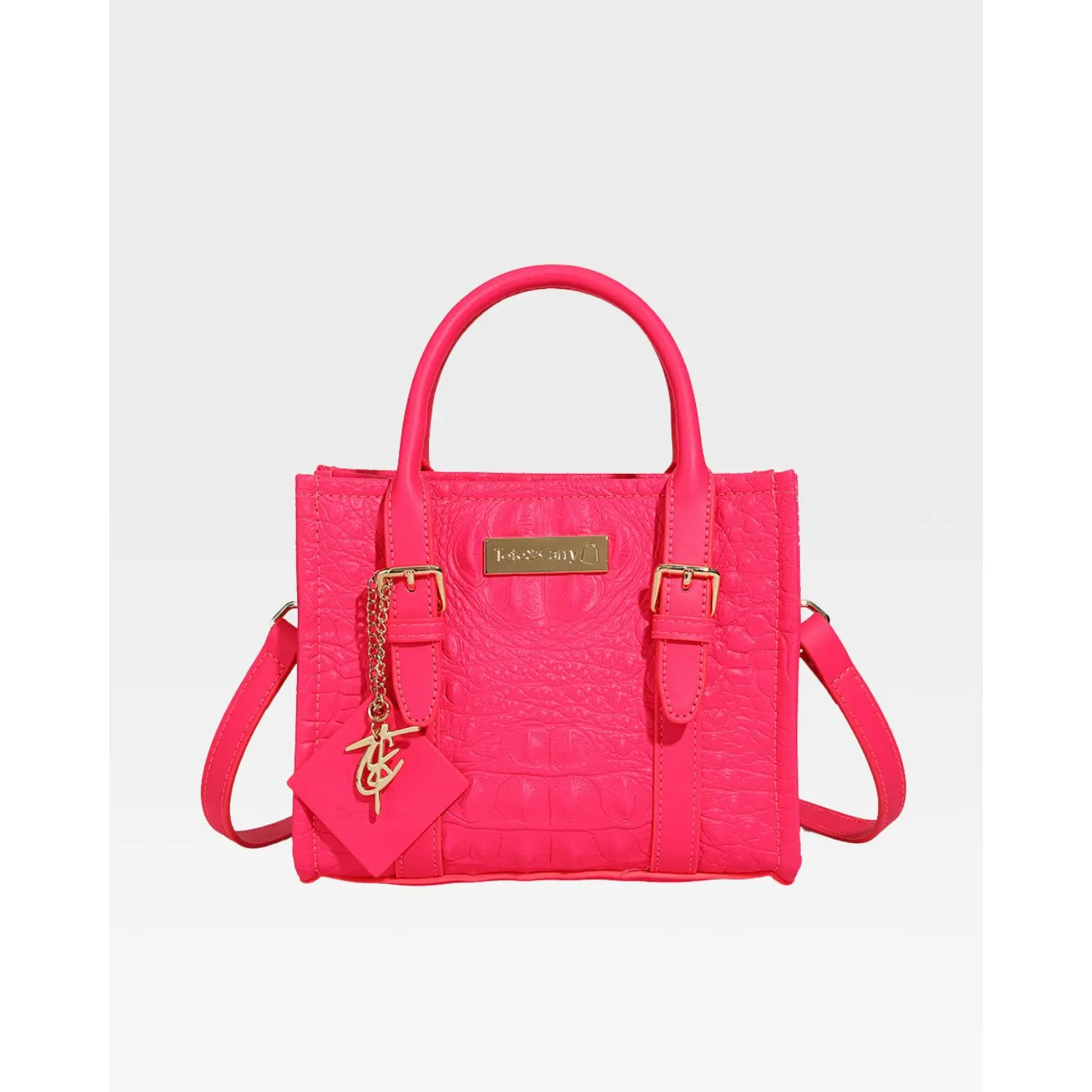 Women's Neon Pink Statement Mini Tote Bag, Elegant Handbag