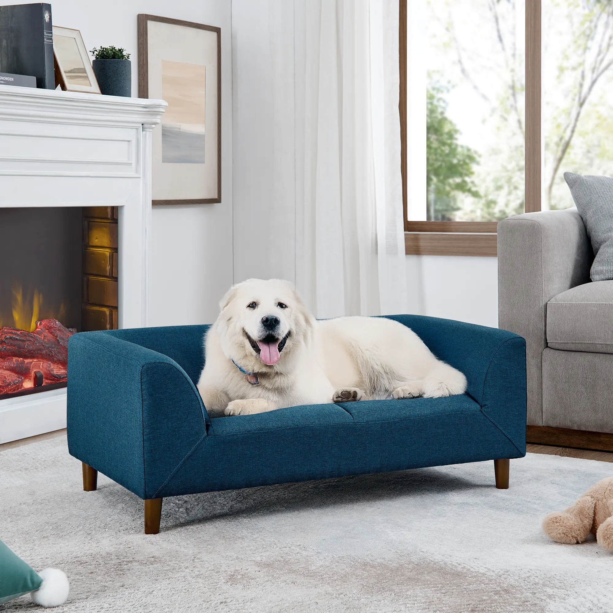 Niccae Elegant Rectangle Elevated Dog Sofa Bed for Medium & Large Dogs - Durable, Comfortable, Modern & Stylish - Easy to Clean Pet Furniture