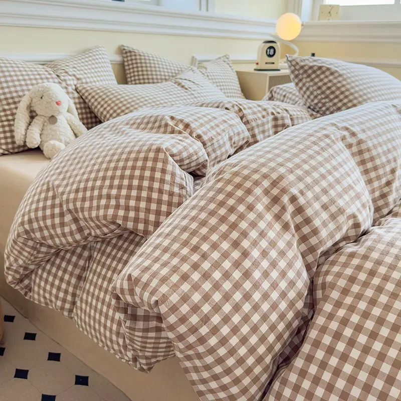 3pcs Plaid Duvet Cover Set, 1 count Duvet Cover + 2 counts Pillowcases(without comforter and pillow insert), Single Twin Double Queen Size, All Seasons, Plaid Bedding Set, Checkered Bedding Set, Decorative Duvet Cover, Bed Covers, Bed Sets Supplies