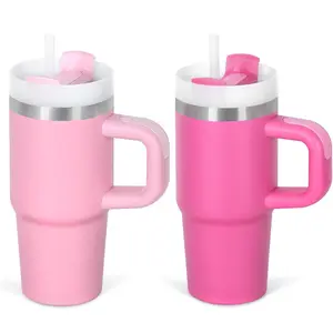 20oz Stainless Steel Double Wall Vacuum Insulated Water Bottle - Anti-Leak Lid with Handle & Straw, Plain Surface, Portable Tumbler Beverage Drinkware, Hydration Water Bottle for Kids, Travel-Ready, Keeps Drinks Cold/Hot/Iced, Great Outdoor Gift