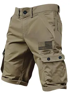 European and American style men's multi-pocket cargo shorts, versatile khaki casual street style men's cargo shorts print shombre men summer Floral Shorts camo pant solid flap pocket cargo short jorts season day giftsmen hiking for loose fit color basic