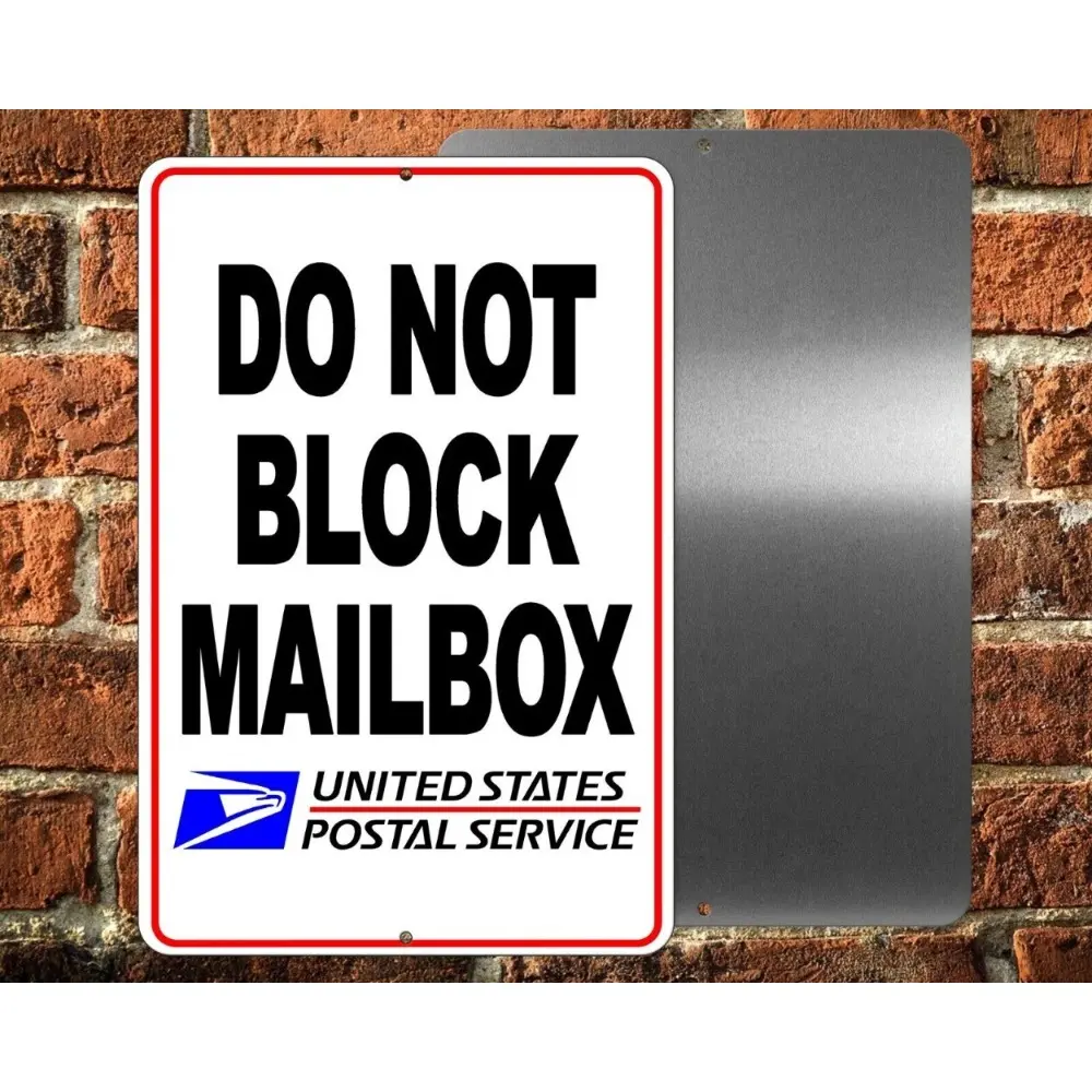 Aluminum Warning Sign Rectangle Design Do Not Block Mailbox USPS No Parking Durable Outdoor Yard Driveway Decor Metal Sign Signage