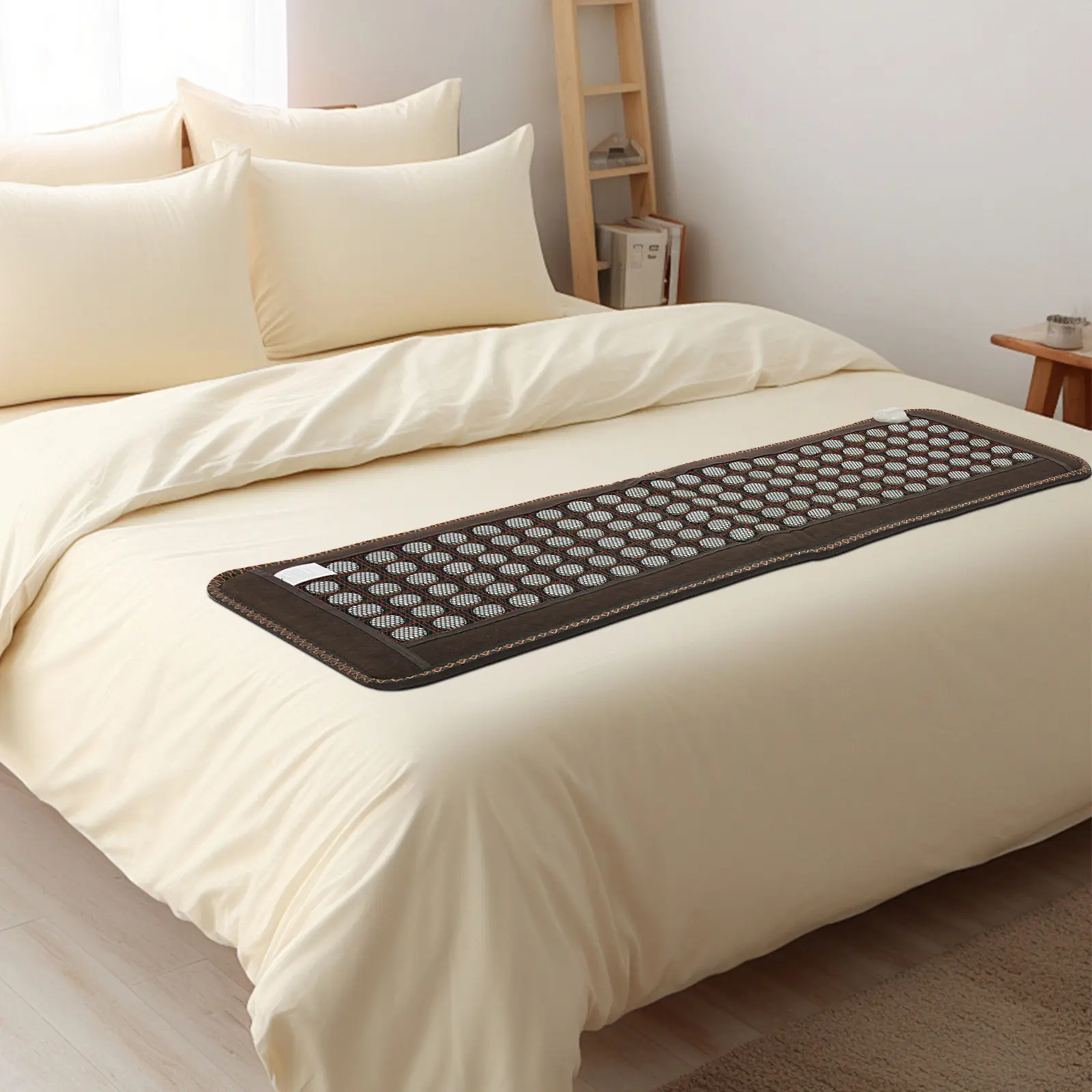 Electric Heating Cushion 150x50cm, Jade Cotton Digital Display Heat Pad with Timer 20-70℃, US Plug 100W for Sofa Chair Car, Brown