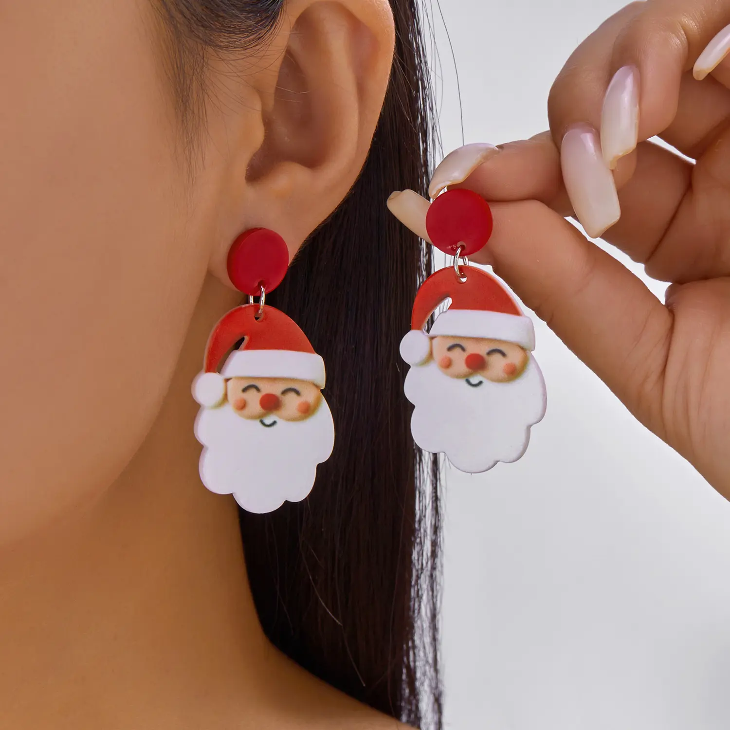 Cute Santa Claus Dangle Earrings For Women Acrylic Cartoon Snowman Elk Christmas Tree Bulb Pendant Earring Girls New Year Gift