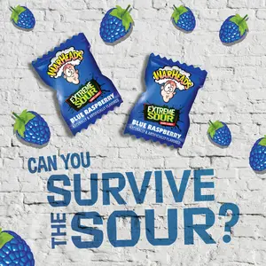 WARHEADS Blue Raspberry Extreme Sour Hard Candy - 5 lb Bulk Bag - Individually Wrapped - Perfect for Celebrations - Sweet Bonbon Snack Fruit Watermelon