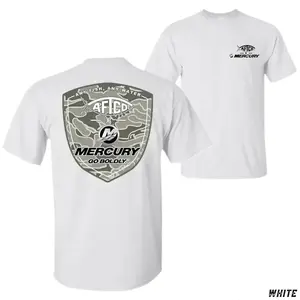AFICD x Mercury Menswear Short-Sleeve Round Neck T-Shirt - Stylish "Any Fish, Any Water" Shield Logo, Mercury Go Boldly Print, Offshore Fishing Design, Ideal Gift For Anglers - KitchenEra