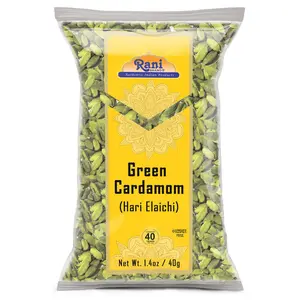Rani Green Cardamom Pods Spice (Hari Elachi) 1.4oz (40g) ~ All Natural | Vegan | Gluten Friendly | NON-GMO | Kosher | Product of India