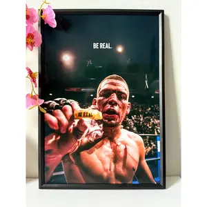 Nate Diaz Be Real Motivational Boxing Canvas Wall Art, MMA Fighter Inspirational Quote Print, Man Cave Gym Bedroom Decor Unframed Canvas Poster, Frame Not Included