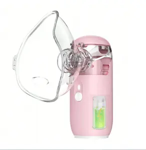 Pink Nebulizer with 400mA LithiumBattery for Adults & Kids Adjustable NebulizationRate Mesh Mask for Breathing Problems & FacialHydration No Battery Installation Needed