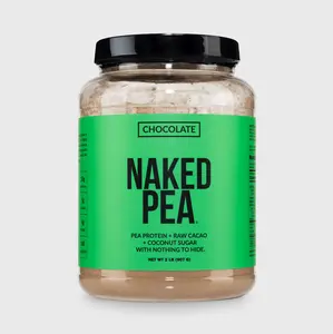 Naked Pea Chocolate Protein Powder 2LB - Vegan Gluten-Free Dairy-Free Soy-Free GMO-Free with Organic Coconut Sugar - Free of Additives and Artificial Sweeteners - 19g Protein, 8g Carbs - Only 3 Ingredient