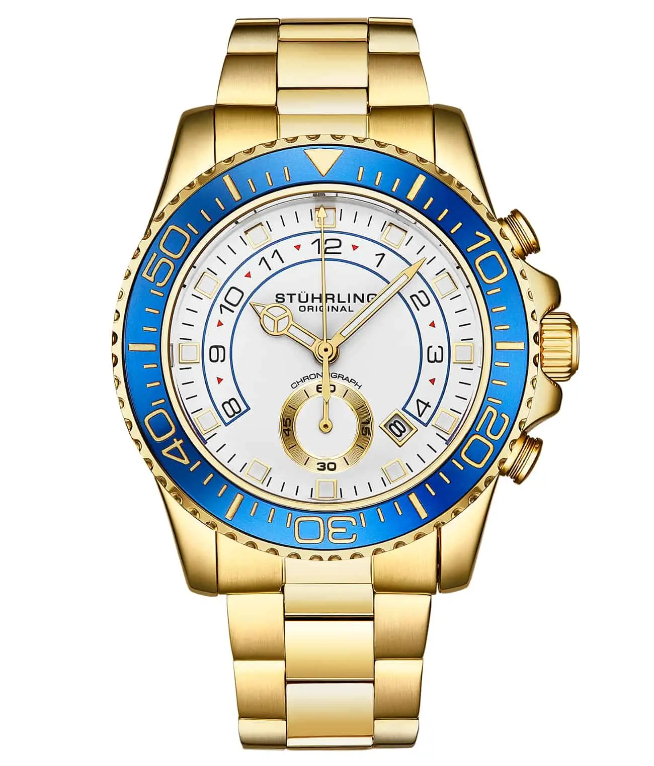 white dial / blue bezel / gold band