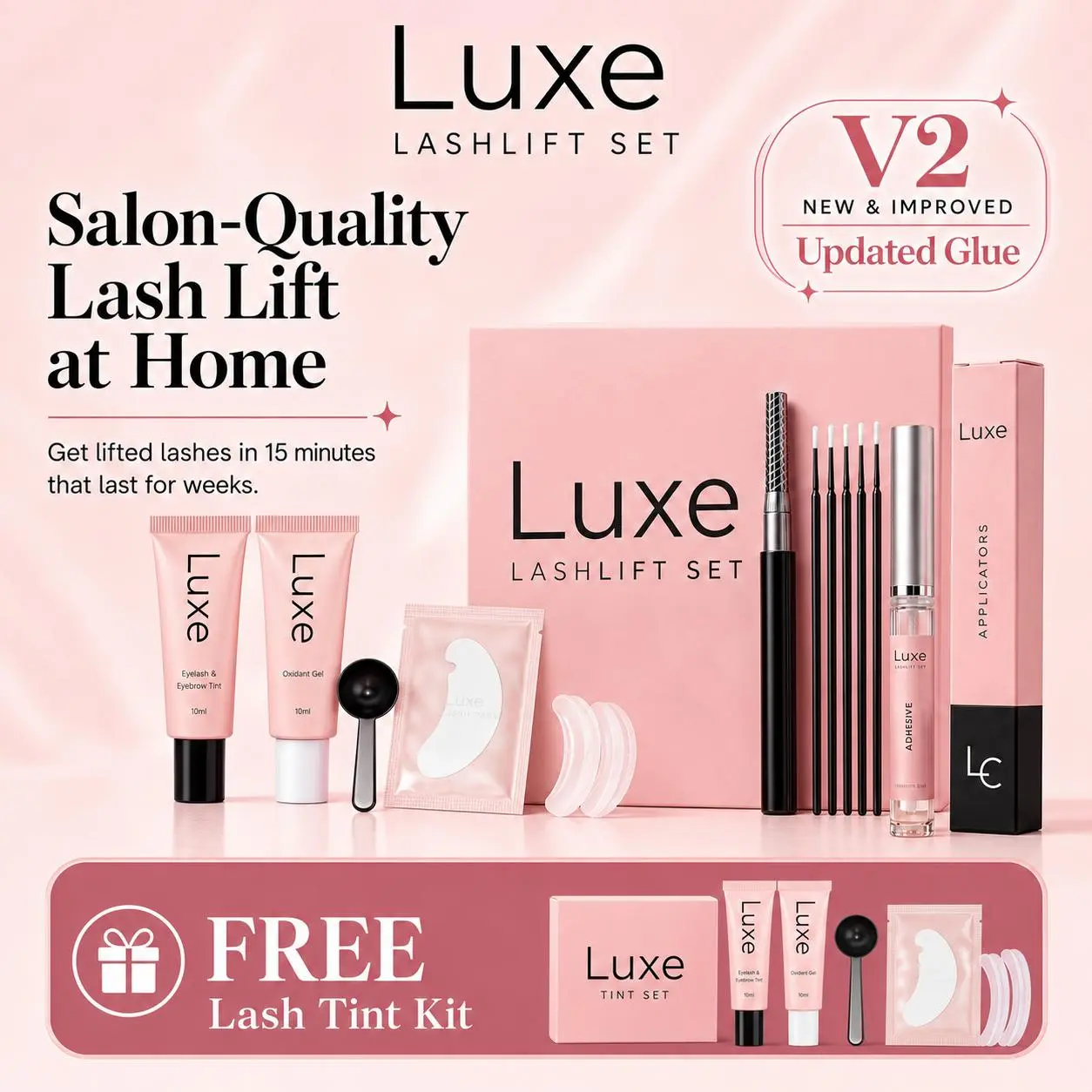 Luxe Lashlift Set & Tint Kit -  Eyelash Kit Curler Eyelash Extensions
