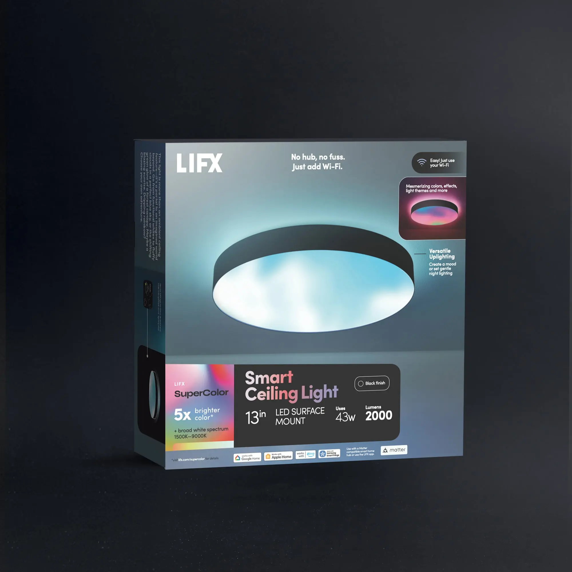 LIFX SuperColor 13" Ceiling Black Trim - 2000 Lumens