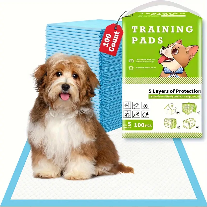 100 Pcs Dog Pee Pads - Ultra Absorbent Leak Resistant Training Puppy Pad With 5-Layer - Pet Supplies For Whelping Puppies & Training Dogs