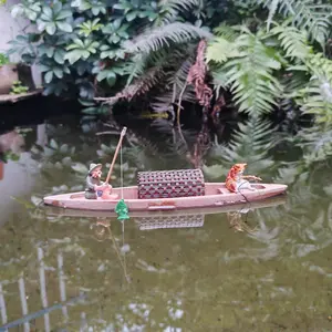 Wooden Miniature Boat Decoration, Cute Boat Model, Floating Boat Ornament, Fish Tank Decoration, Aquarium Decoration, Pet Supplies