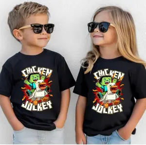 Youth and Adult shirt Chicken Jockey T-Shirt, Gift for Game Lover Chicken, Minecraft Quirky Cotton Graphic Tees, Hilarious Gaming Gift For Kids Men Women