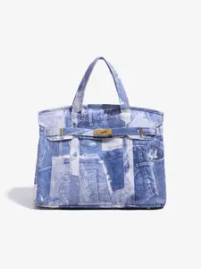 Washed Denim Tote Bag, Elegant Handbag, Large Capacity Shoulder Bag, Stylish and Chic, Perfect for Daily Use, Fashionable Accessory, Daily Commuter Bag