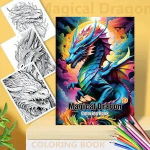 Magic Dragon Coloring Book, 1 Count A4 Paper Thickened 24 Pages Color Dragon Painting Book, Birthday Gift, Party Gift