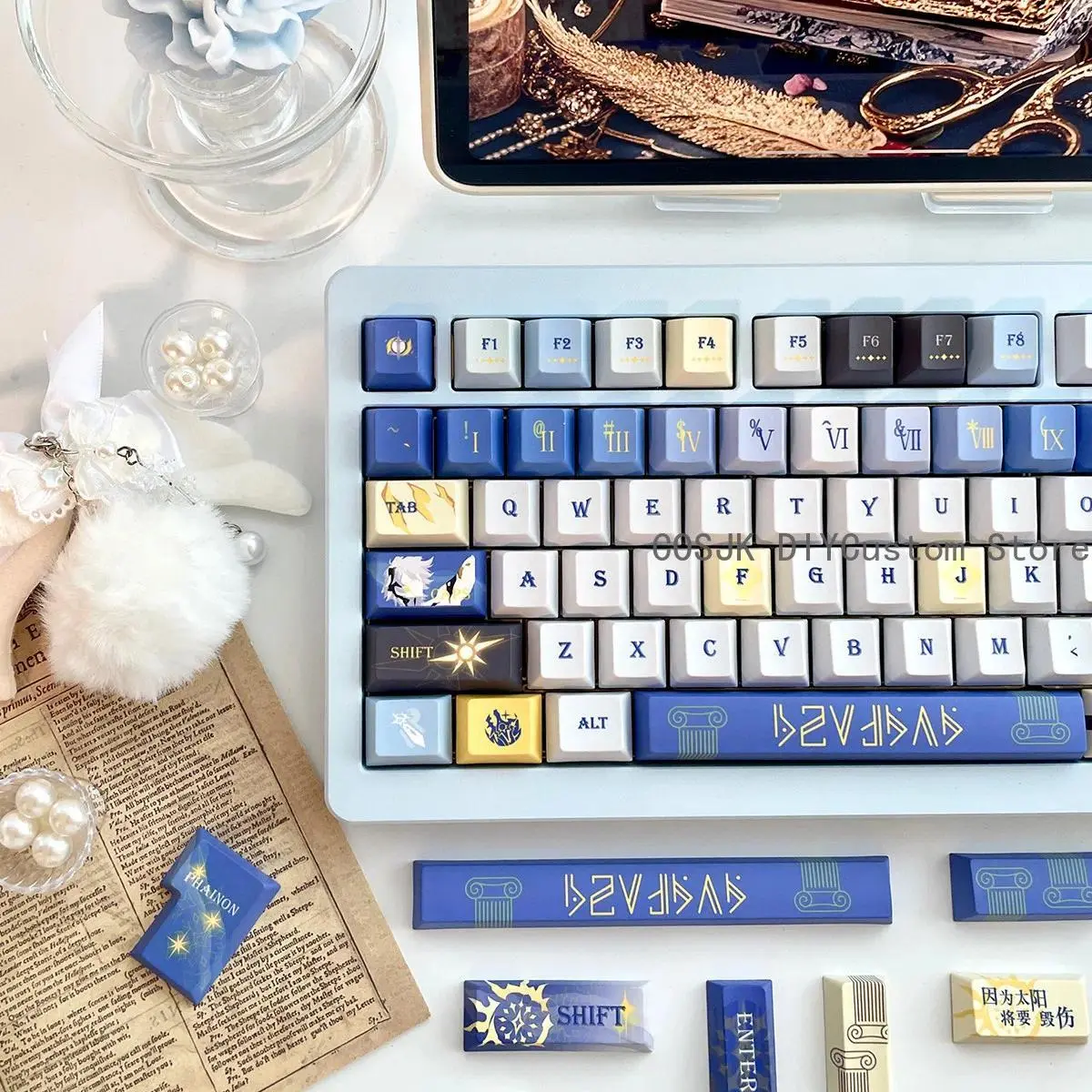 Game Honkai: Star Rail Phainon PBT Translucent Mechanical Keycaps Cosplay Computer Accessories 143-Key Keyboard Keycap Xmas Gift