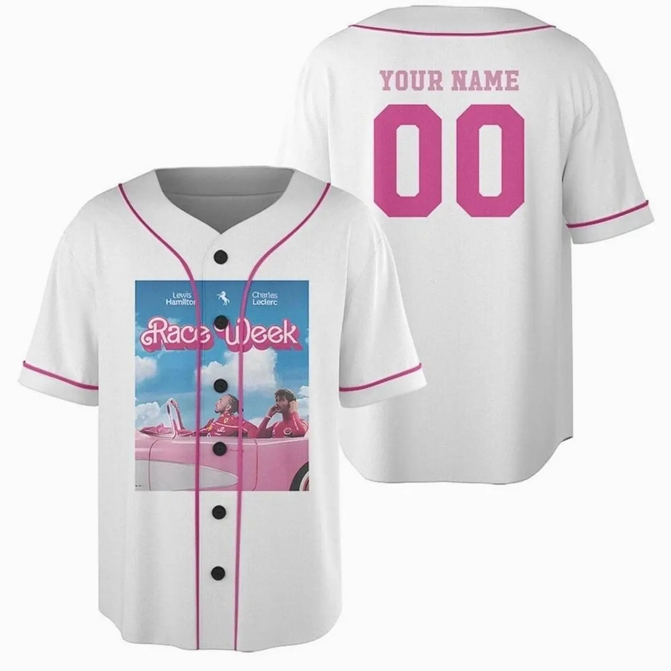 Custom Charles Leclerc and Lewis Hamilton Jersey, Cute Pink Comfortable Race Wee