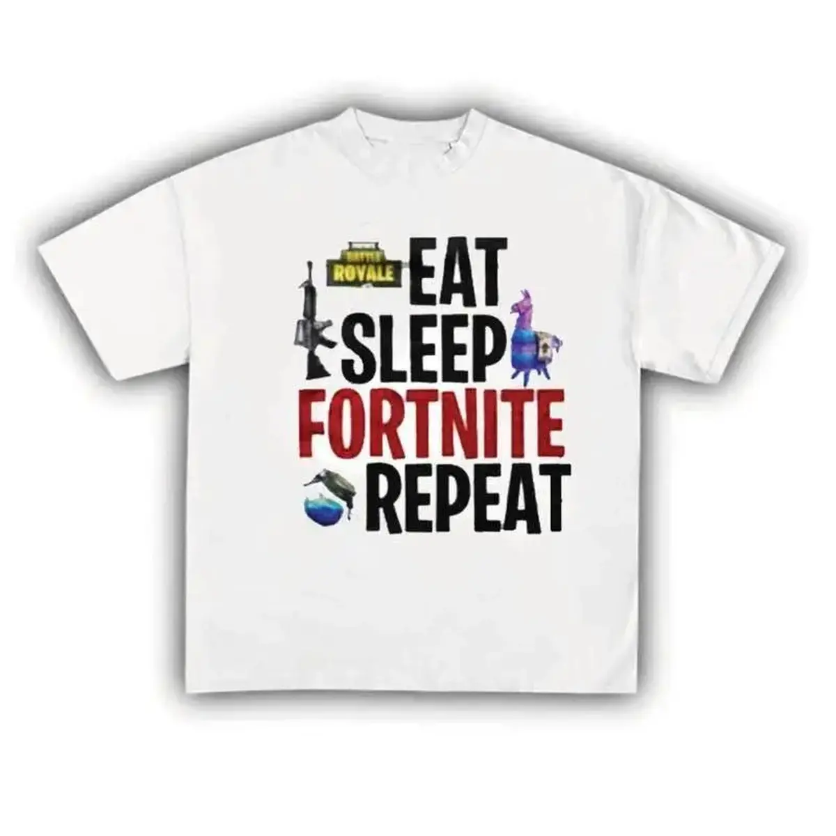 Essential Clean Fit Tee 2026 Oversized Graphic Tee Eat Sleep Fortnite Repeat Shirt Fortnite Graphic Tee Trendy Tee Funny Gift Idea Gift for Man All Size Unisex Boxy Fit Heavyweight Tee