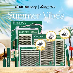 KEYYOU Flora Lash Kit | Kim & Kylie D curl | Spider Lash | Volume Boosting | Waterproof | Long-Lasting | DIY Extensions | 132PCS Cluster Lashes | Soft | Easy DIY At Home | Ultra Thin Band