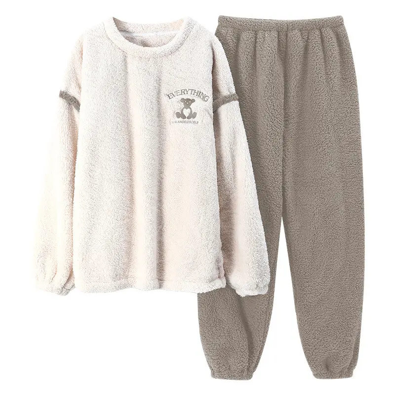 Couples Matching Pajamas, Cute Cartoon Sleepwear Set in Thick Coral Fleece, Warm Winter Loungewear for Men and Women, Clothes, Women's Clothes, Matching Set, Long Sleeve, Sleepwear/Pyjamas, Full Sizes, Women's Xxl[ 62.5-72.5Kg ]