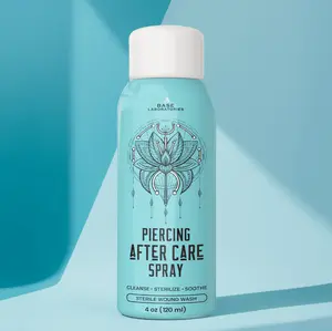 BASE LABORATORIES Piercing Aftercare Spray 4oz | Saline Spray for Piercings | Ear Piercing Cleaner Spray | Saline Solution for Piercings | Piercing & Keloid Bump Removal for Ears, Belly Nose Piercings