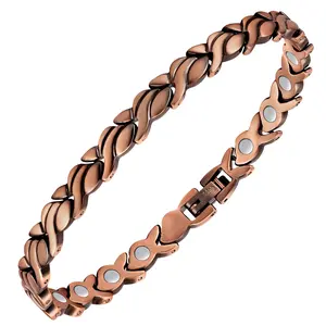 Copper Bracelets for Women, 99.99% Pure Copper Magnetic Bracelets with Effective Neodymium Magnets, Adjustable Jewelry Gift with Sizing Tool Trendy Stack Bangle