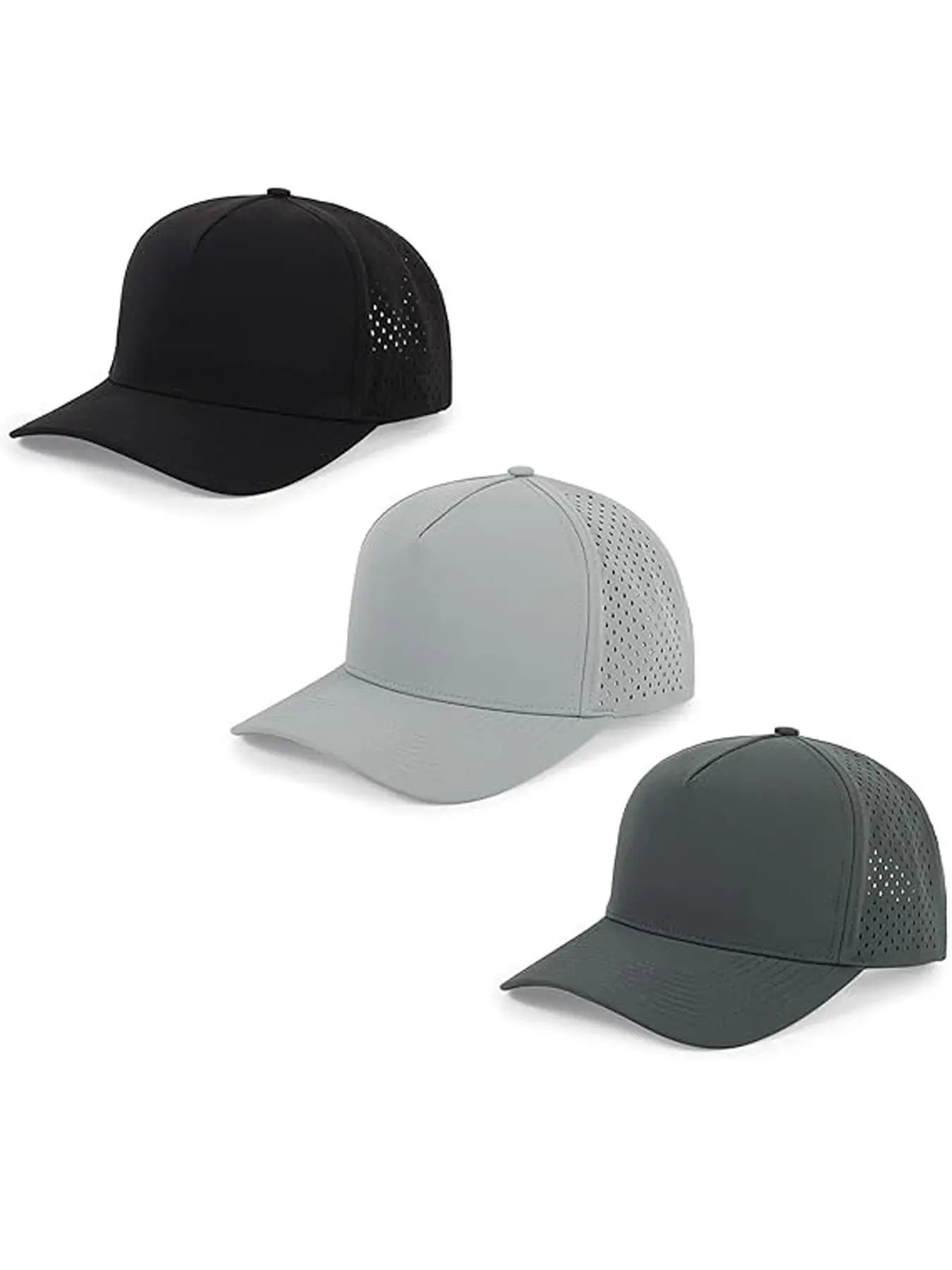 3Pack Quick Dry Baseball Cap Curved Brim Snapback Fitted Hat Laser Cut Mesh Ball Cap Golf Ball Cap for Men Women Summer Hat Quick Drying Hat Snapback Hats