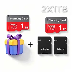 2 PCS MicroSDXC Card with Adapter for Dash Cams, Durable SD Card for Mobile Phones, 1TB Micro SD Card for Surveillance Cameras, SD Memory Card & Micro TF SD Cards for Car Audio and PC Storage