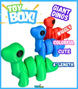 USA MADE - Large Dinos Multi-Colored Articulated Stress and Anxiety Relief Toys! Fun Unique Great for Teachers Students as Gifts for Birthdays Holidays! Custom Made Various Colors! Gift Baskets Childrens Toys Adult Gifts!