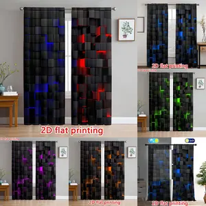 2pc geometric pattern printed curtains and drapes, with pole bag design. It is the perfect gift for friends and is suitable for home decoration in dormitories, bedrooms, living rooms, kitchens, dining rooms, study rooms, cafes, hotels, apartments, etc.