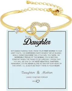 Infinity Love Bracelet for Daughter:Adjustable Cubic Zirconia Cuff from Mom,Forever Connected Inspirational Jewelry Gift