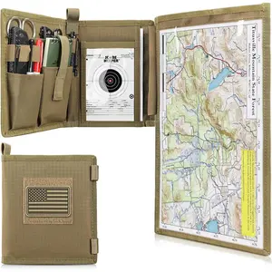 Coyote Tan Tactical Map Case - Foldable Storage Bag for Military Use, 13"x10", Clear Viewing Area, Oxford Organiser & Waterproof TPU Tool