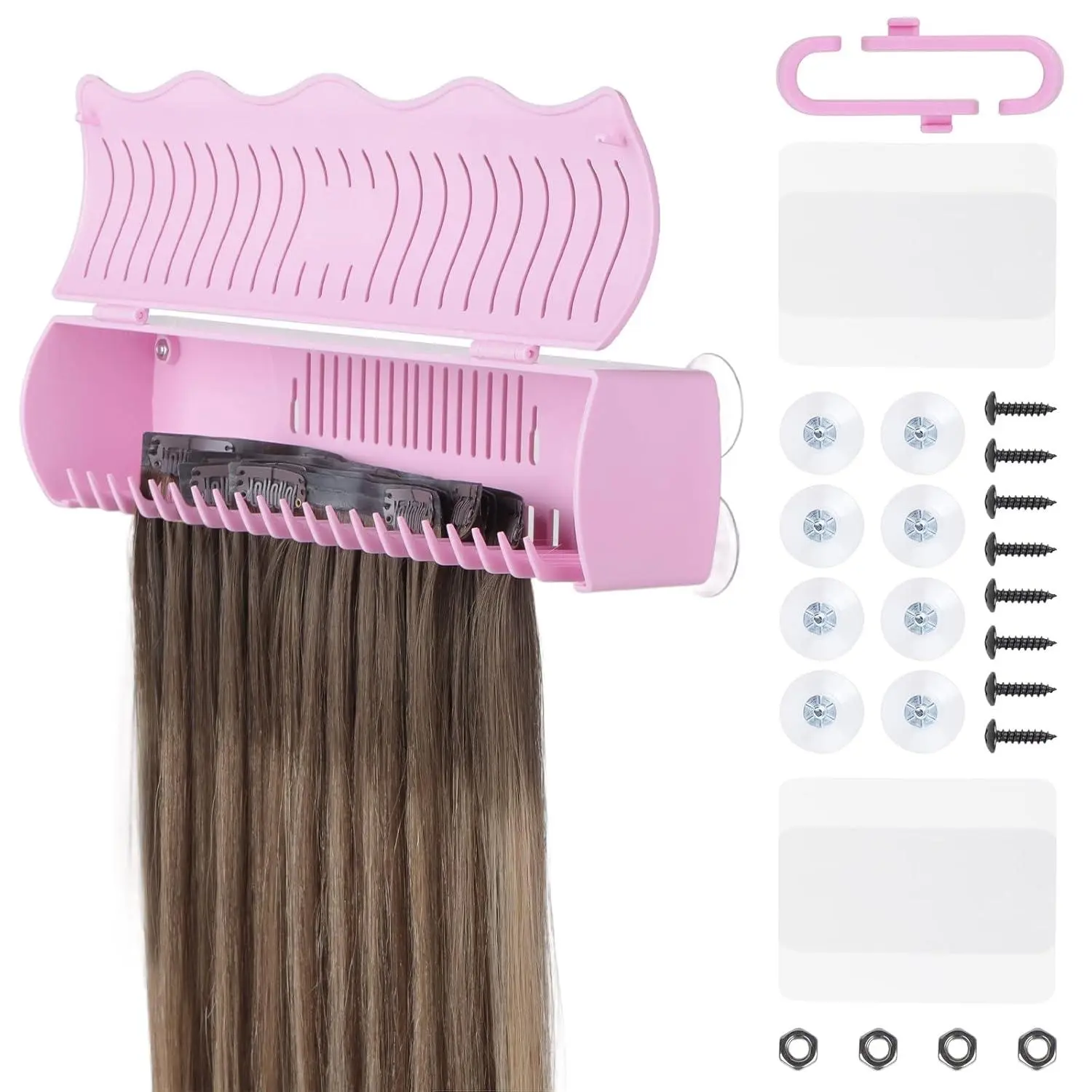 LASHEY Versatile Hair Extension Holder-Hanger - Unscented Secure Storage Organizer with Convenient Design, Setup Tool for Clip-In/Tape-In & Bundles, Manages Multiple Uses, Organizes & Keeps Ready for Styling, Single Unit