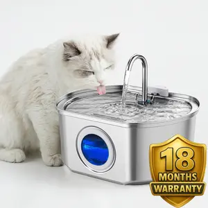 Your Cat Deserves Cleanliness Water 24/7—No More Sad Dry Bowl Stainless Steel Cat Water Fountain with LED Window – Automatic Pet Drinking Bowl, Fresh Water Hydration All Day. Quiet Operation, Filtering Easy Assembly Large Capacity