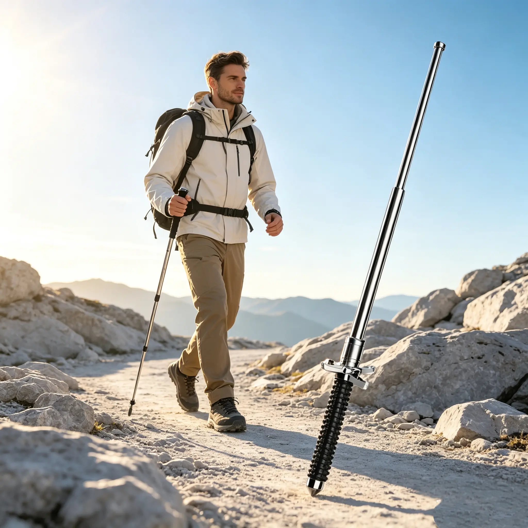 Retractable Trekking Pole - Heavy-Duty, Anti-Slip Portable Hiking Walking Stick for Outdoor Camping, Mountain Survival (Sports & Outdoor Camping & Hiking Gear)
