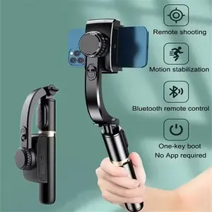 2025 NEW Gimbal Stabilizer Selfie Stick Foldable Wireless Tripod with Bluetooth Shutter Monopod for IOS Android Black Detachable Metal Phone Remote Smartphone Cellphone