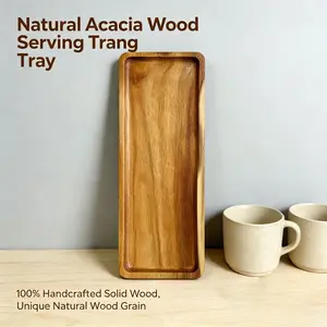 Rectangular Acacia Wood Tray, Handcrafted Solid Wood Coffee Tray, Japanese Style Meal Tray, Fruit Tray, Afternoon Tea Snack Tray, Wooden