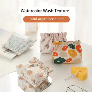 2PCS  Self-closing Small Travel Kit Lipstick Cosmetic Storage Bag Small Makeup Bag for Purse, Mini Cosmetic Bag Waterproof Pouch for Women, Coin Purse